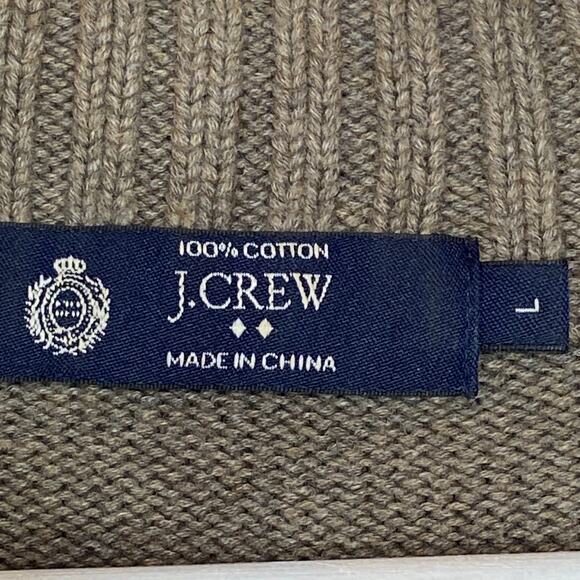 J. Crew Factory Heavyweight Cotton Mock Neck Sweater Tan Men Large Button Panel - Picture 3 of 8